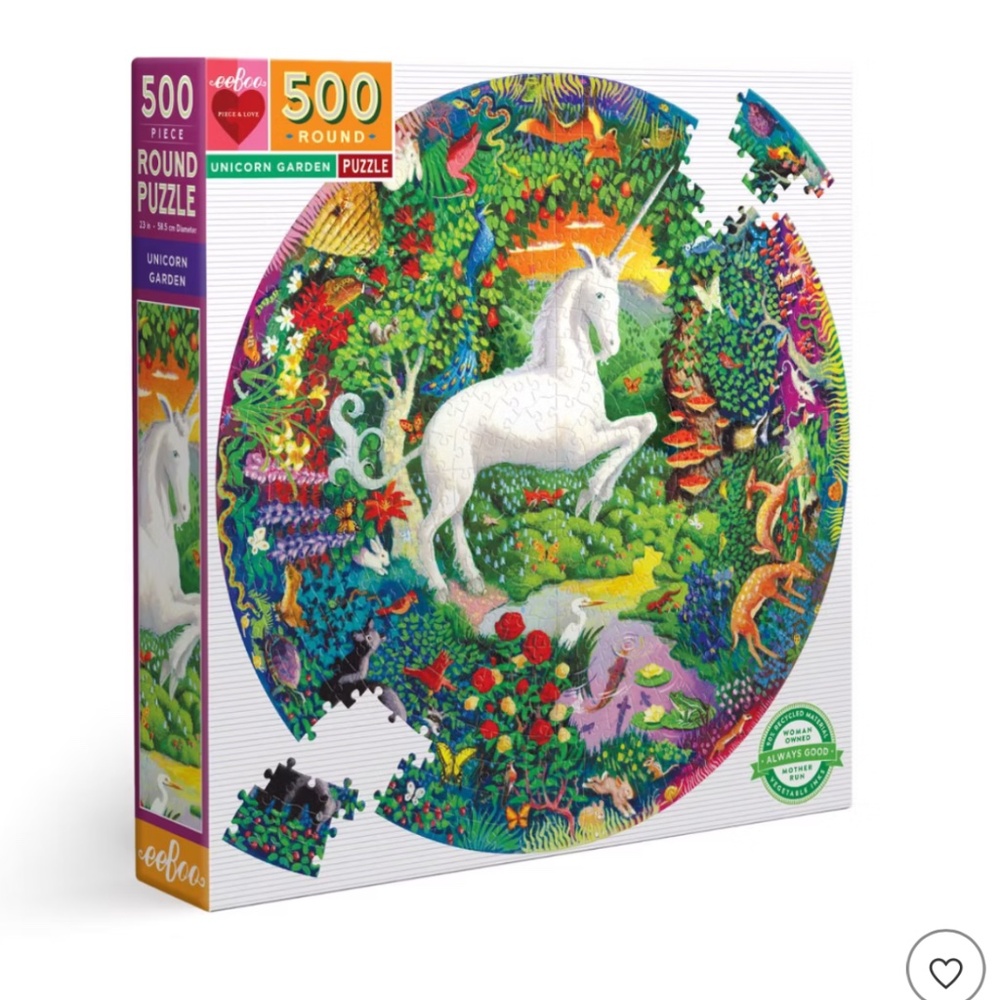 EEBOO Always Good "Puzzle in Unicorn Garden 500 pieces" NWOT